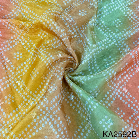 Embroidered Sequins Bandhani Print Shaded Tissue Fabric-KA2592